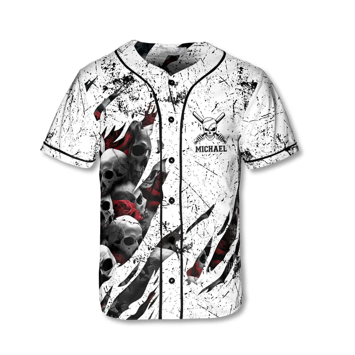 Athlete Baseball Skull Custom Baseball Jersey, 3D Printed Skull Baseball Jersey, Skull Shirt