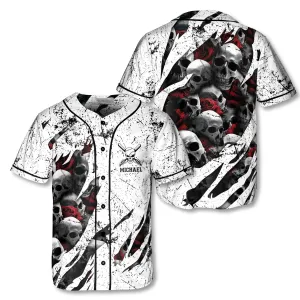 Athlete Baseball Skull Custom Baseball Jersey, 3D Printed Skull Baseball Jersey, Skull Shirt