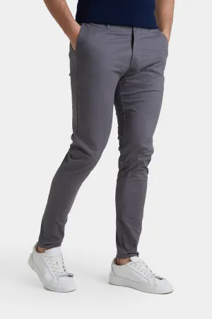 Athletic Fit Cotton Stretch Chino Pants in Dark Grey