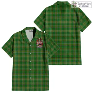 Athy Irish Clan Tartan Short Sleeve Button Up with Coat of Arms