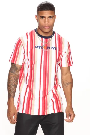 Atlanta Stripe Short Sleeve Tee - Red