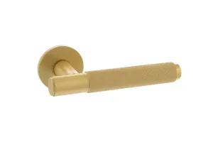 Atlantic Crompton Designer Lever on 5mm Slimline Round Rose - Satin Brass