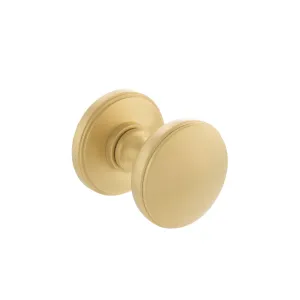 Atlantic Edison Solid Brass Domed Mortice Knob on Concealed Fix Rose - Satin Brass