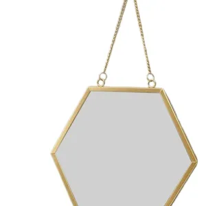 ATORSE® Wall Hanging Mirror Metal Frame Mirrors for Apartment Dressing Room Entryway 28.5cmx25cm Hexagon