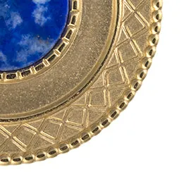 Attachable gold pendant with lapis blue center