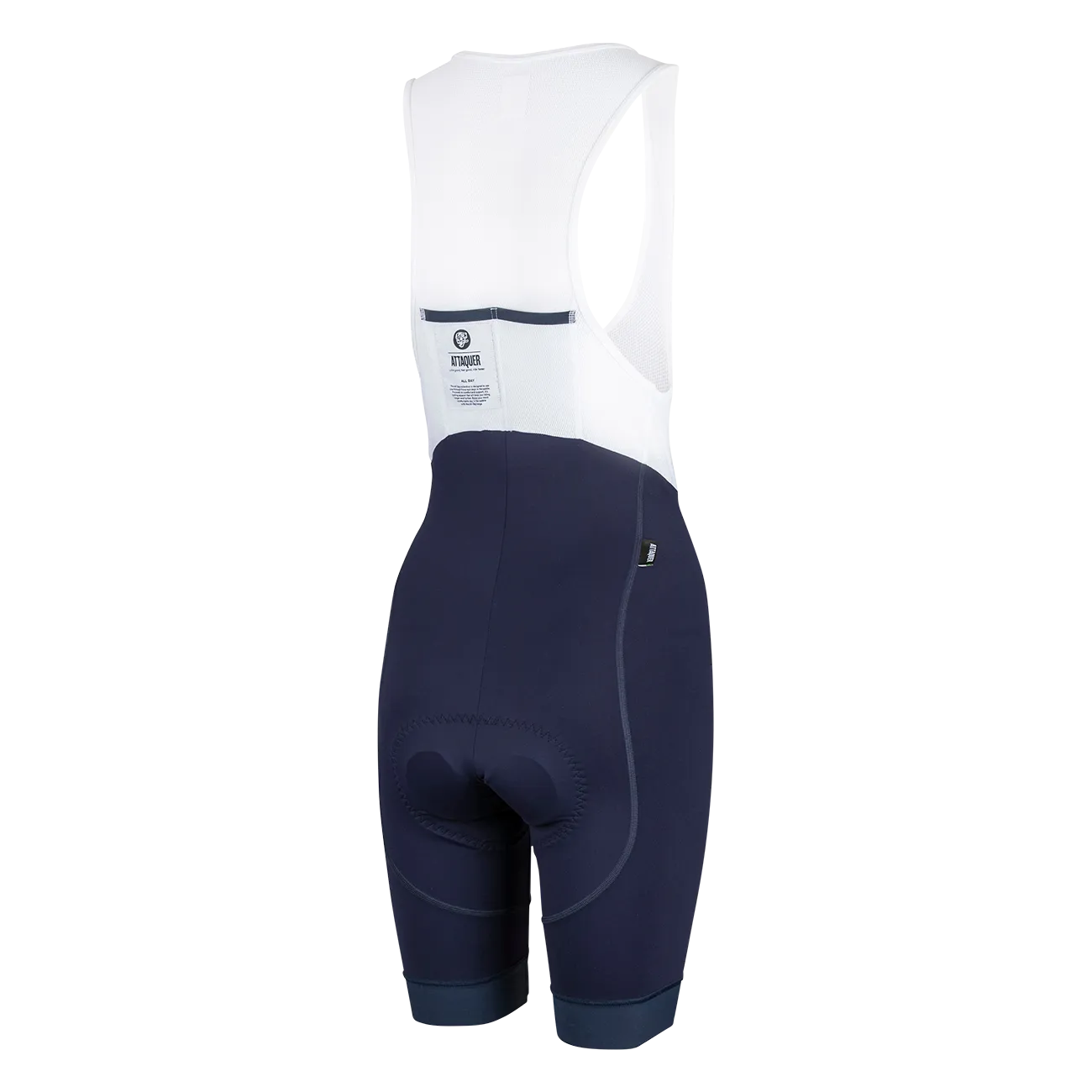 Attaquer | Women's All Day Bib Short | Navy/Reflective Tonal Logo