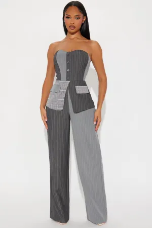 Attention To Detail Jumpsuit - Grey/combo