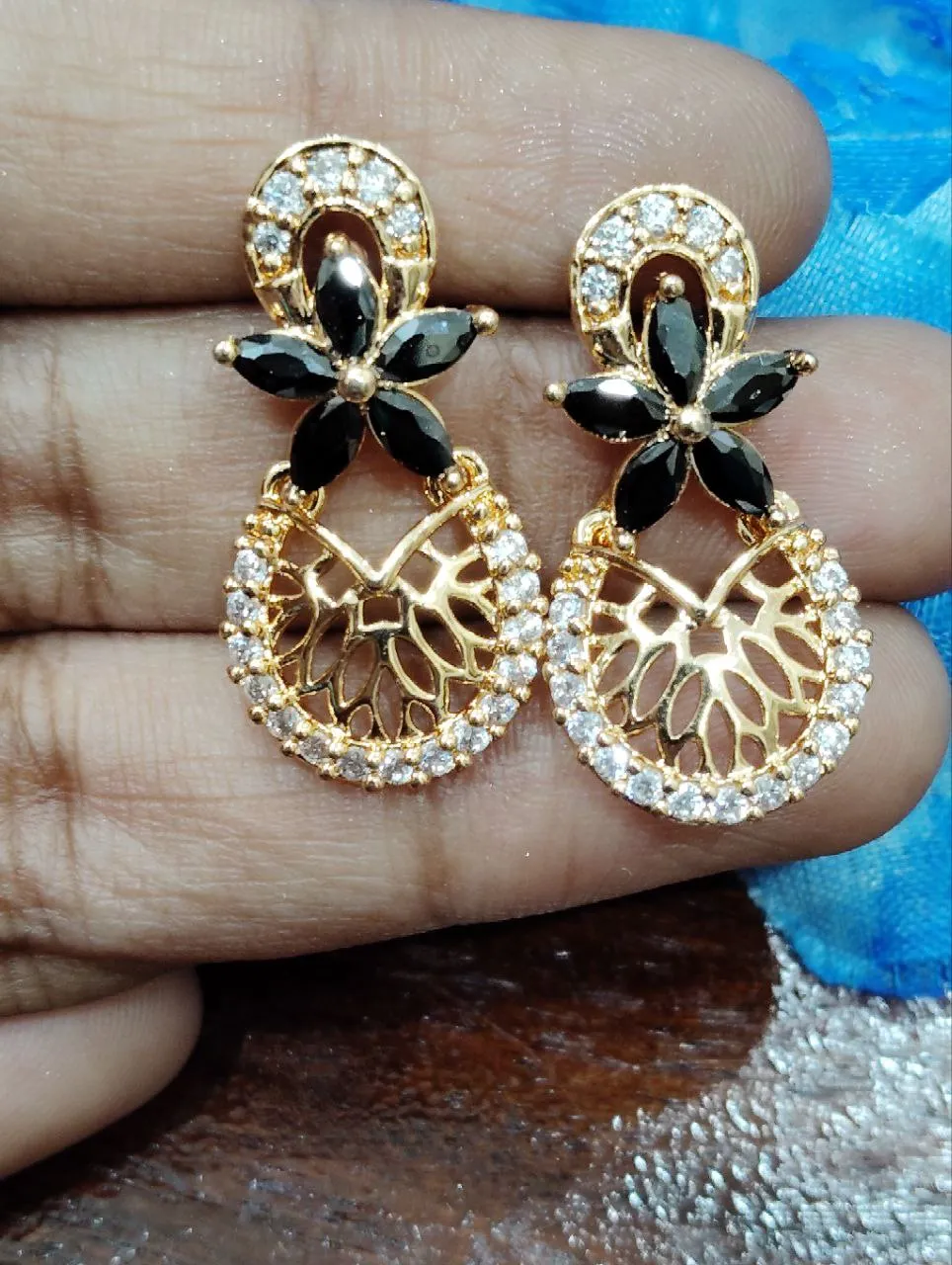 Attractive Black Color Gold Plated Earrings For Women