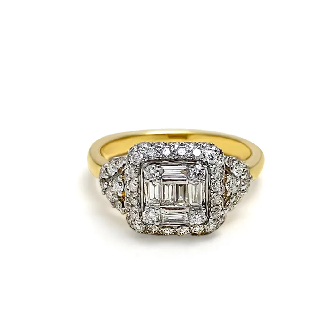 Attractive Geometric 18K Gold   Diamond Ring