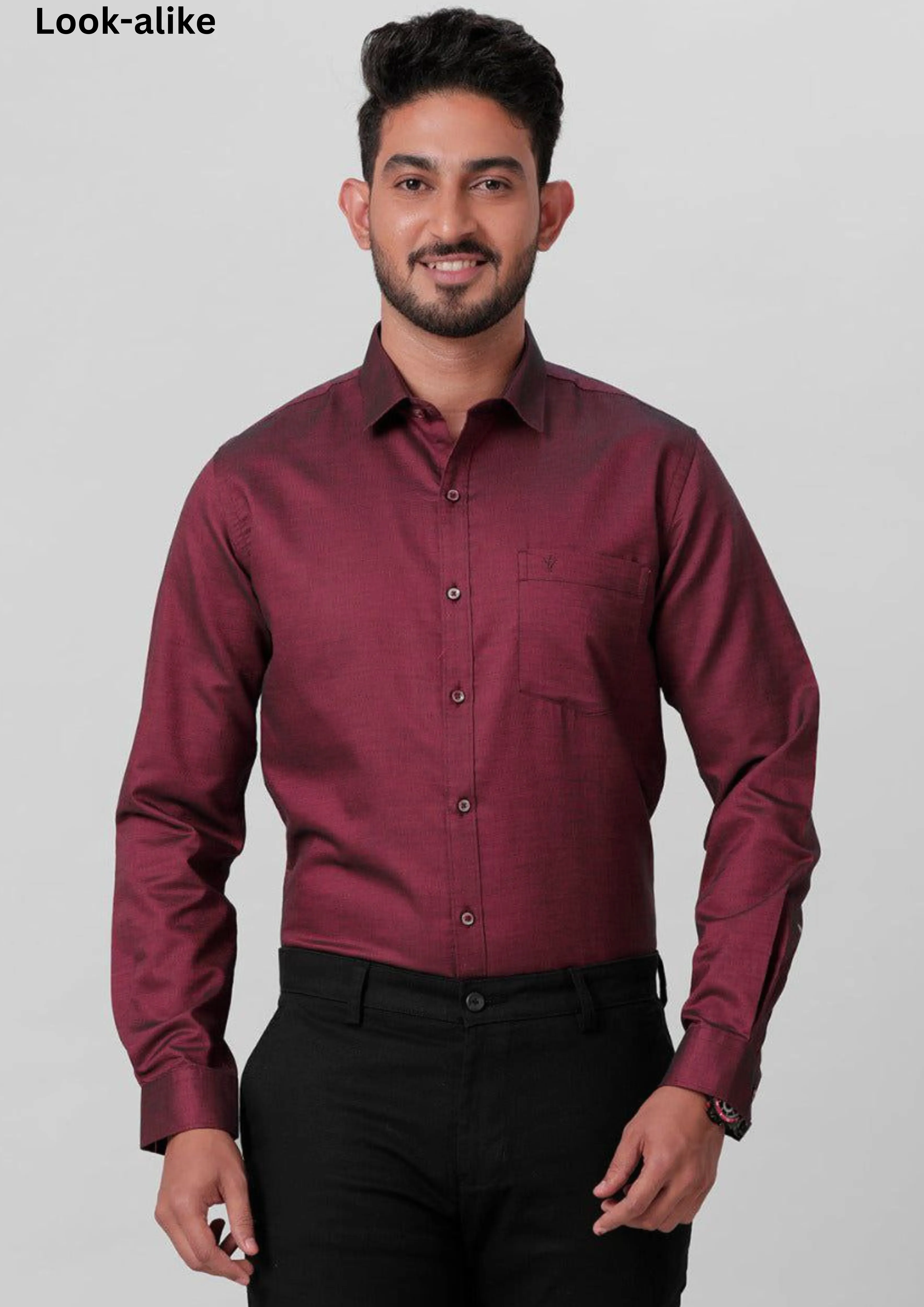 Attractive Maroon Color Cotton Full Sleeve Formal Men's Shirt