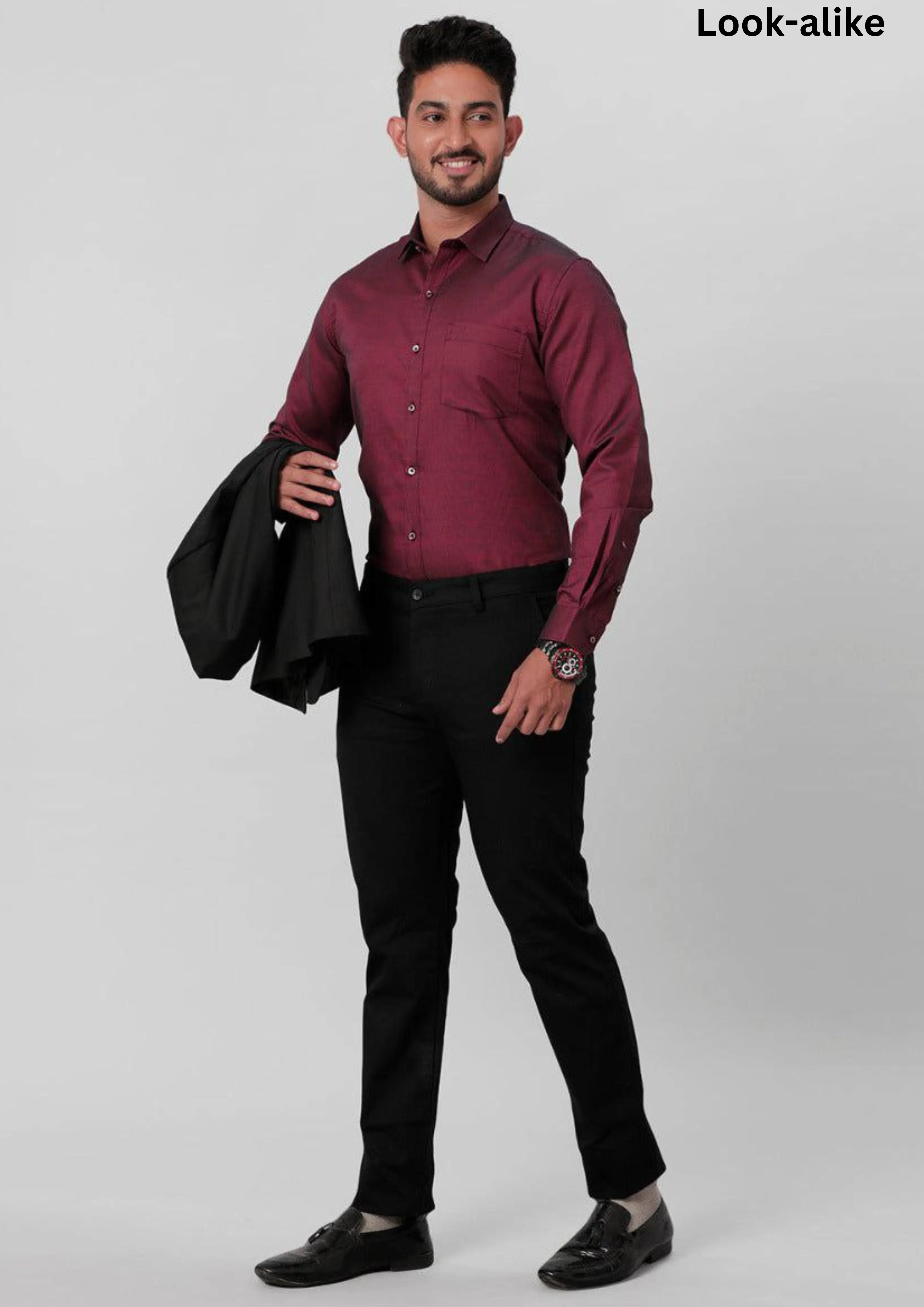 Attractive Maroon Color Cotton Full Sleeve Formal Men's Shirt