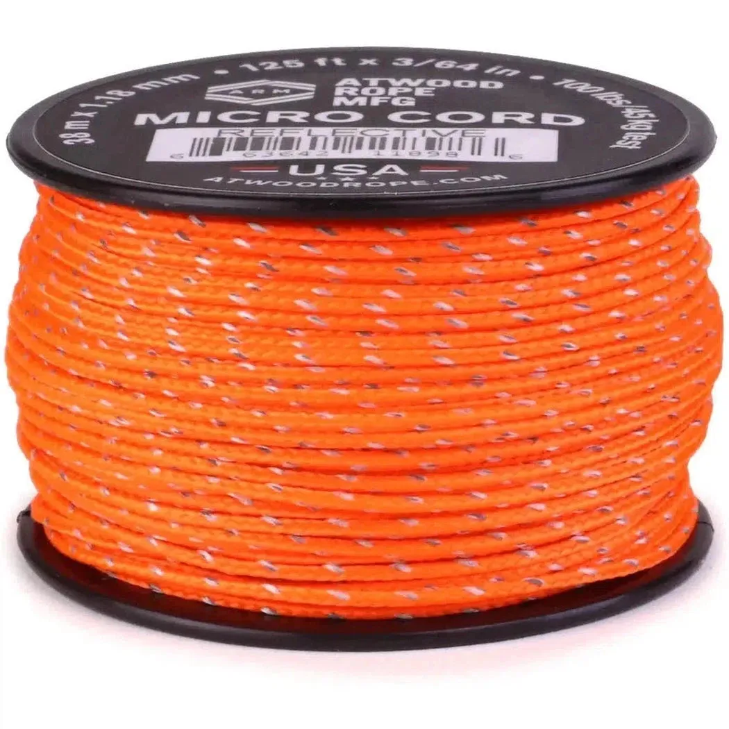 Atwood Rope Reflective Cord - 100 LB Mirco Cord - 1.18MM X 125 FT Spool