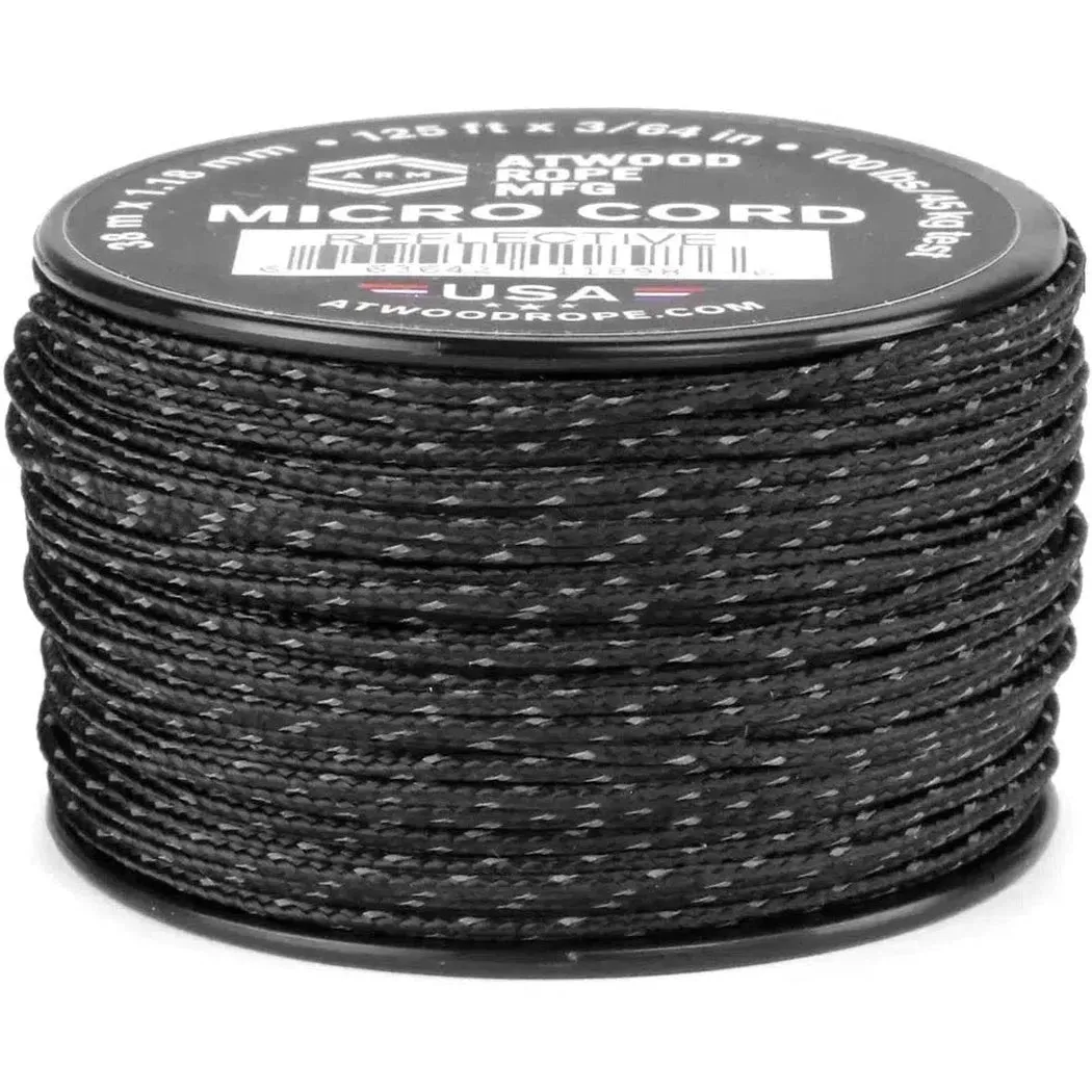 Atwood Rope Reflective Cord - 100 LB Mirco Cord - 1.18MM X 125 FT Spool