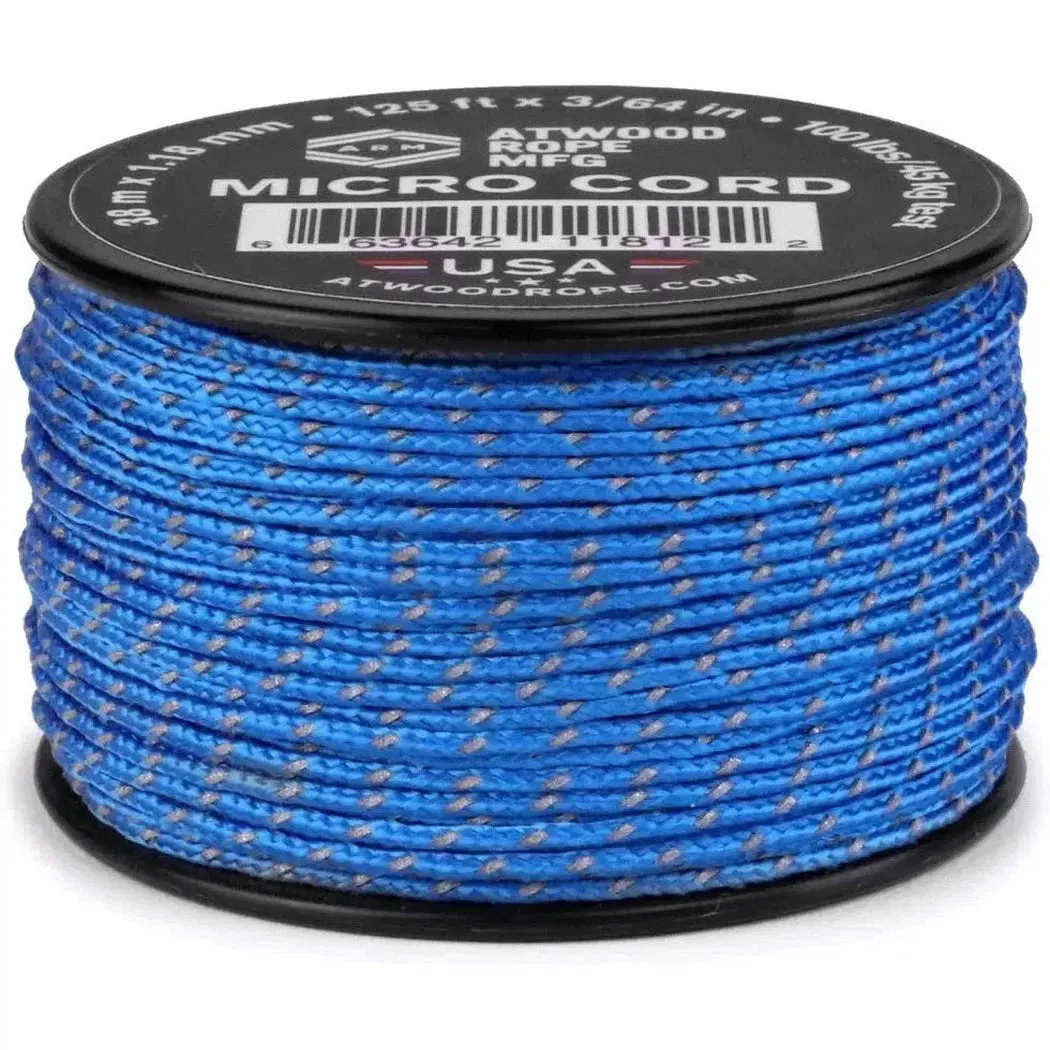 Atwood Rope Reflective Cord - 100 LB Mirco Cord - 1.18MM X 125 FT Spool