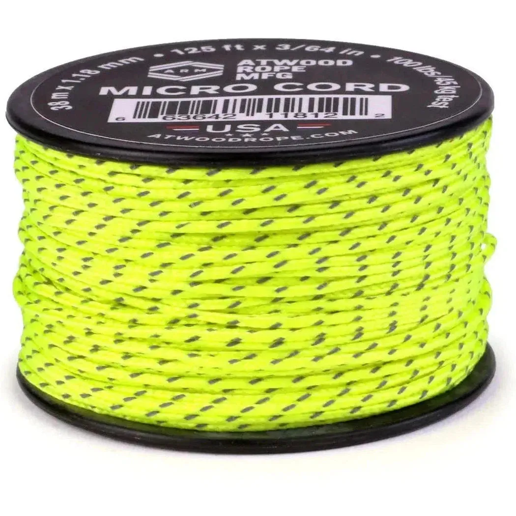 Atwood Rope Reflective Cord - 100 LB Mirco Cord - 1.18MM X 125 FT Spool