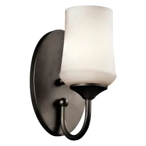 Aubrey 11" 1-Light LED Wall Sconce With Satin Etched Cased Opal Glass, Bronze Finish