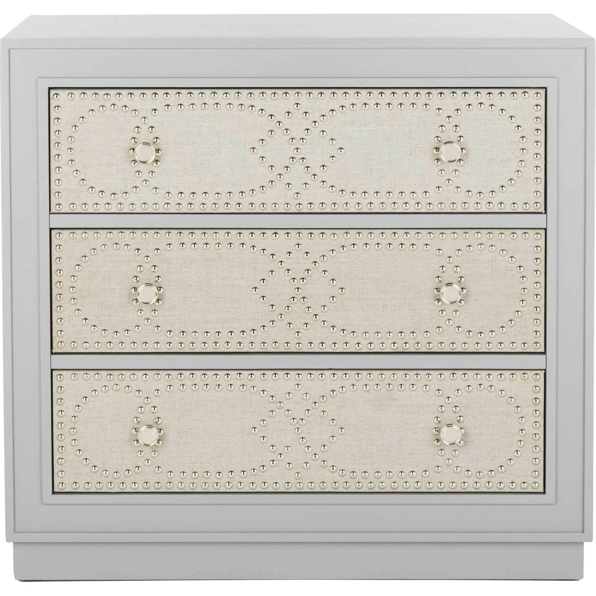 Aubrey 3 Drawer Chest Light Gray/Nickel