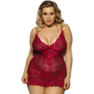 Aubrey Deep V Chemise - Red