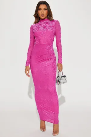 Aubrey Mesh Maxi Dress - Magenta