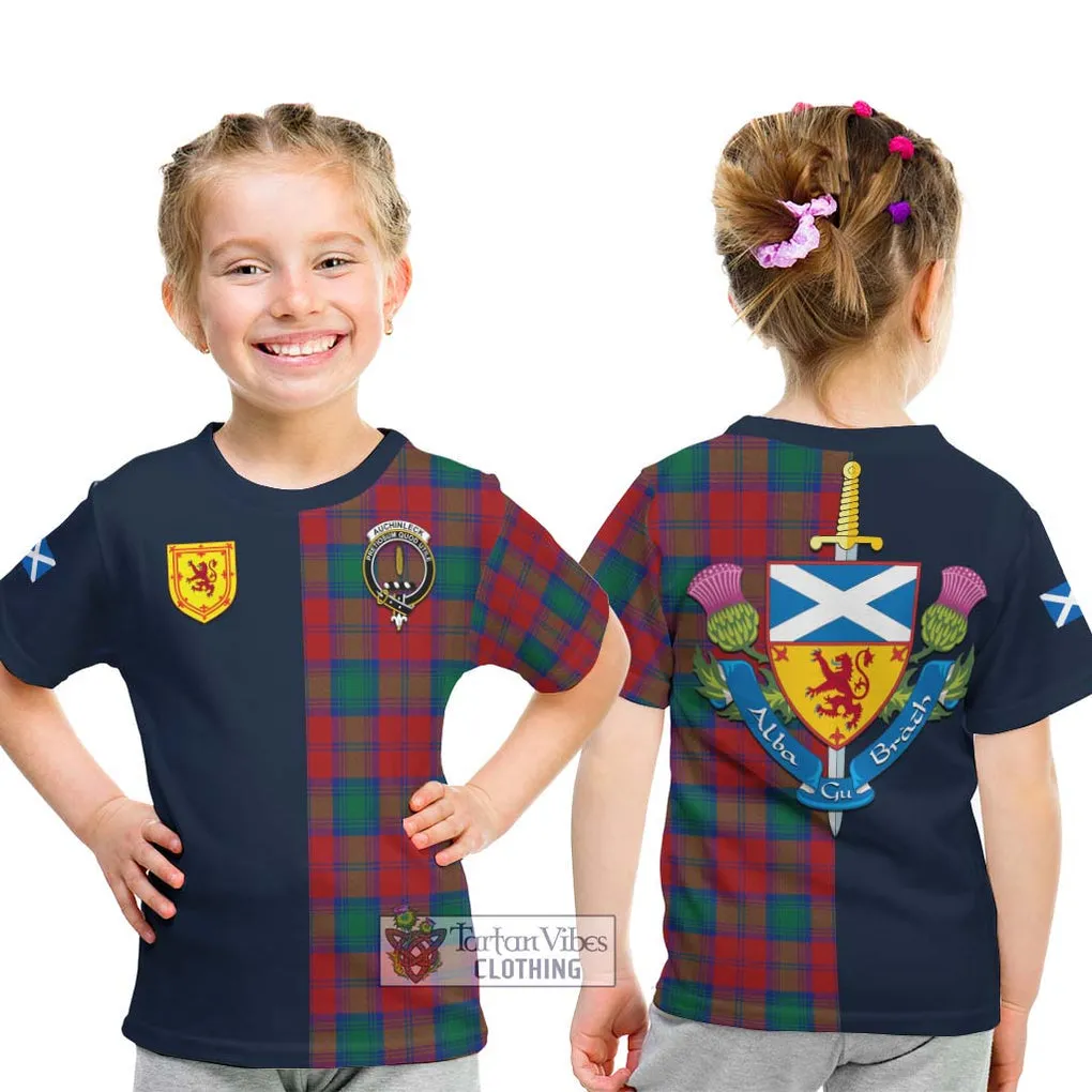 Auchinleck (Affleck) Tartan Kid T-Shirt Alba with Scottish Lion Royal Arm Half Style