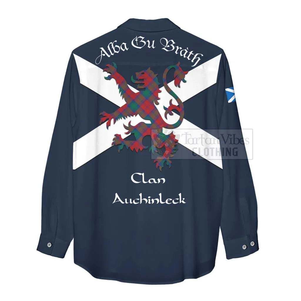 Auchinleck (Affleck) Tartan Lion Rampant Women's Casual Shirt Proudly Display Your Heritage with Alba Gu Brath and Clan Name