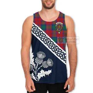 Auchinleck (Affleck) Tartan Men's Tank Top Featuring Thistle and Scotland Map