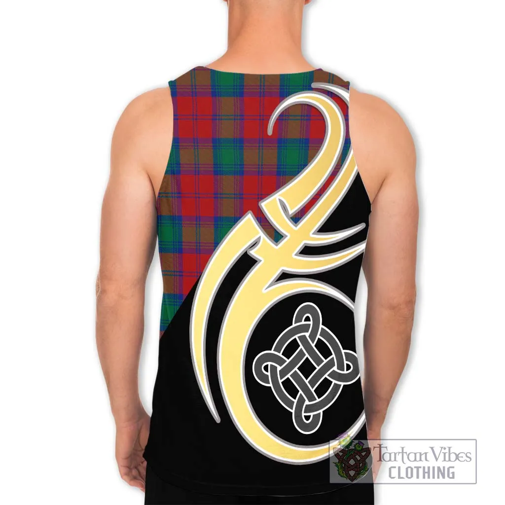 Auchinleck (Affleck) Tartan Men's Tank Top with Family Crest and Celtic Symbol Style