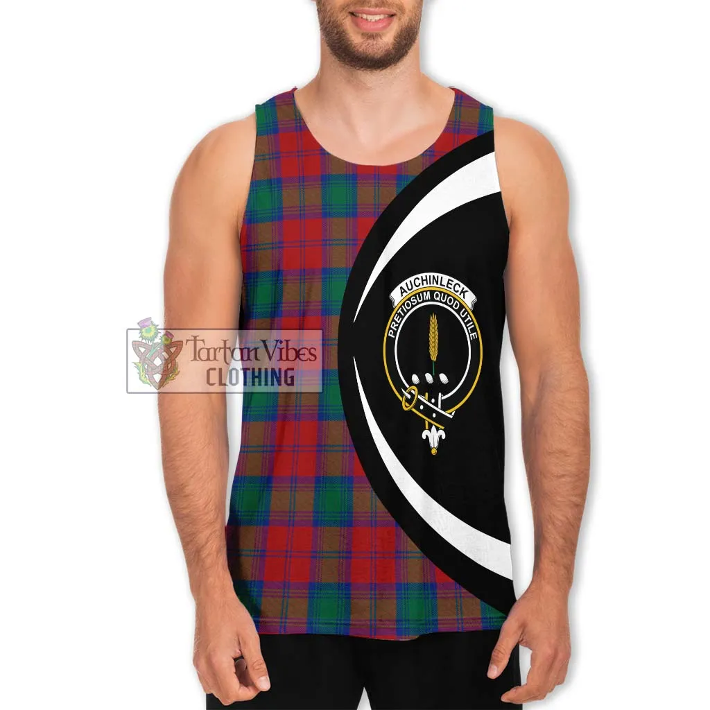 Auchinleck (Affleck) Tartan Men's Tank Top with Family Crest Circle Style