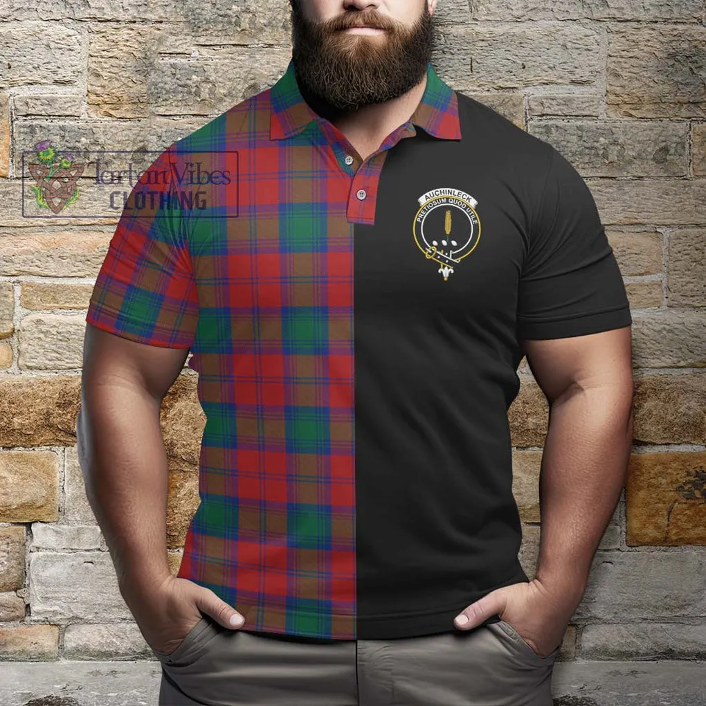 Auchinleck (Affleck) Tartan Polo Shirt with Family Crest and Half Of Me Style