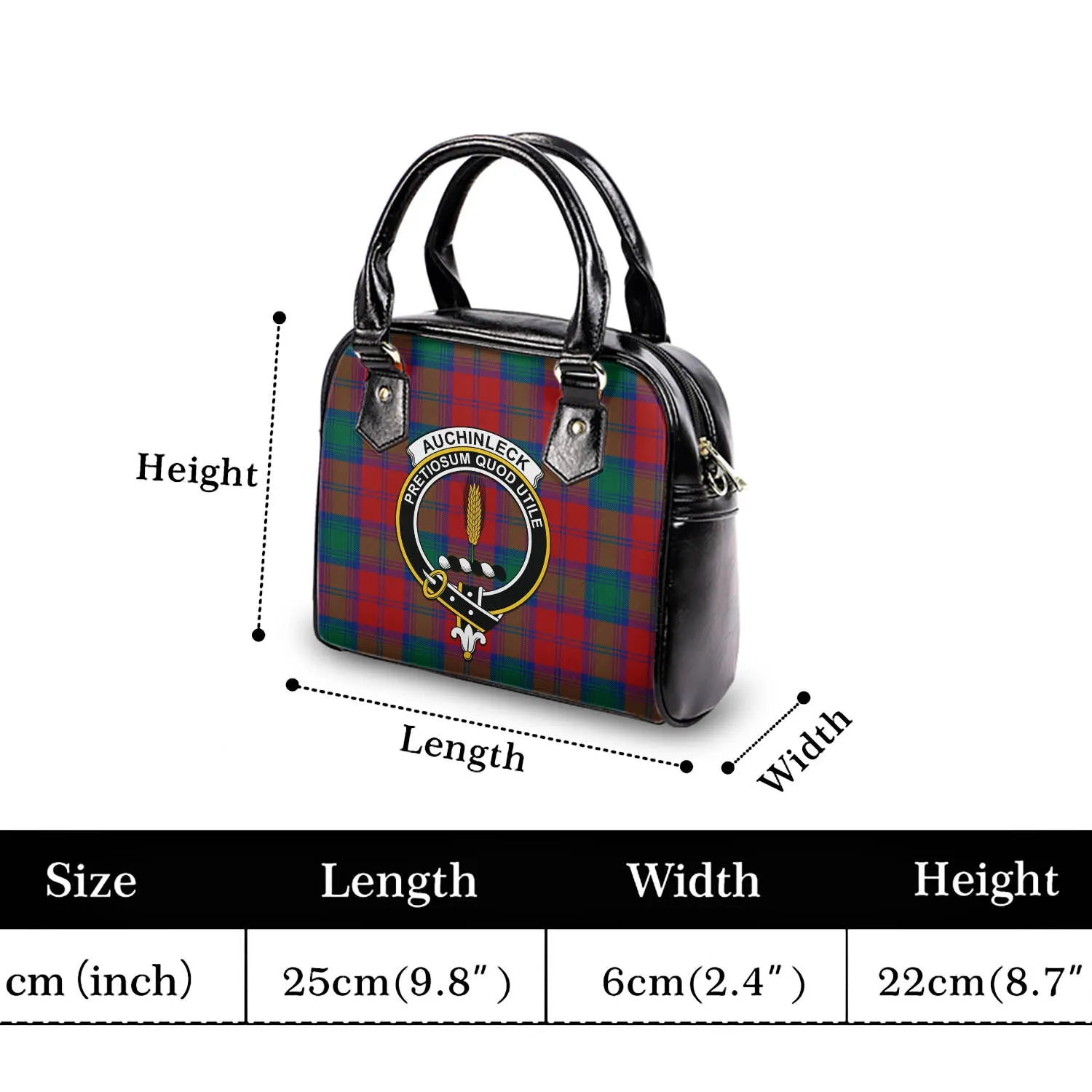 Auchinleck (Affleck) Tartan Shoulder Handbags with Family Crest