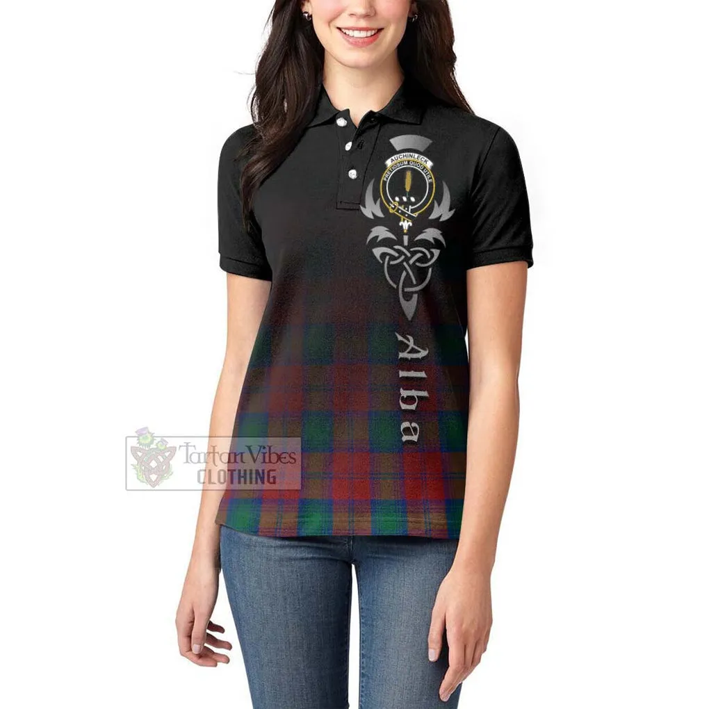 Auchinleck (Affleck) Tartan Women's Polo Shirt Featuring Alba Gu Brath Family Crest Celtic Inspired