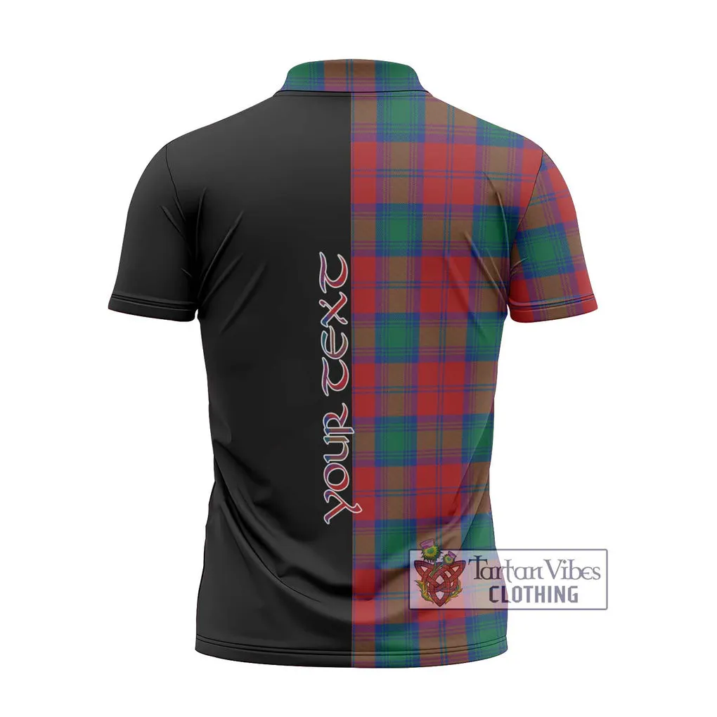 Auchinleck (Affleck) Tartan Zipper Polo Shirt with Family Crest and Half Of Me Style