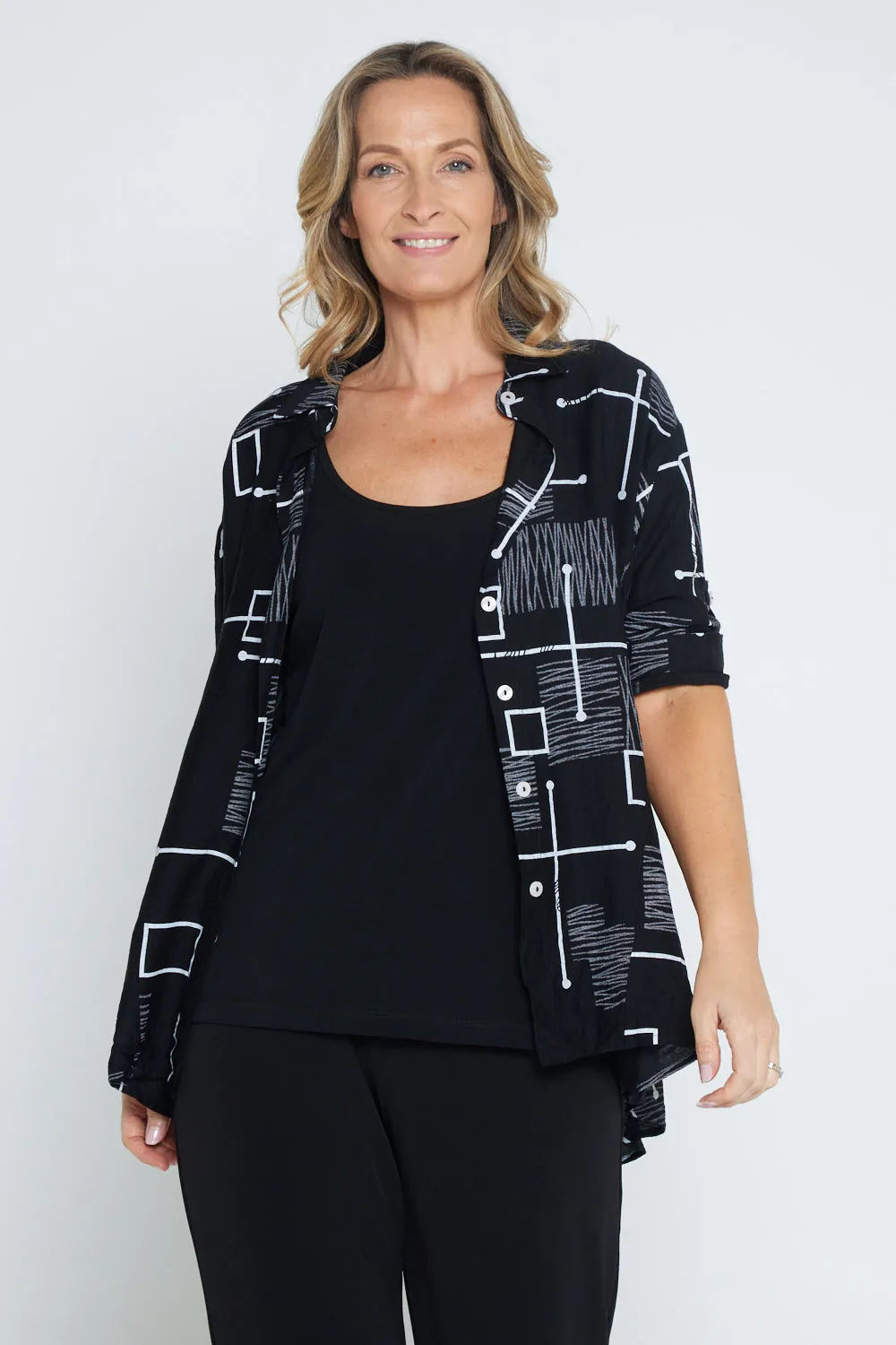 Auden Shirt - Black/White Print