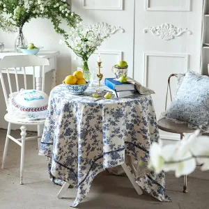 Audrey Custom Blue and White Elegant Tablecloth