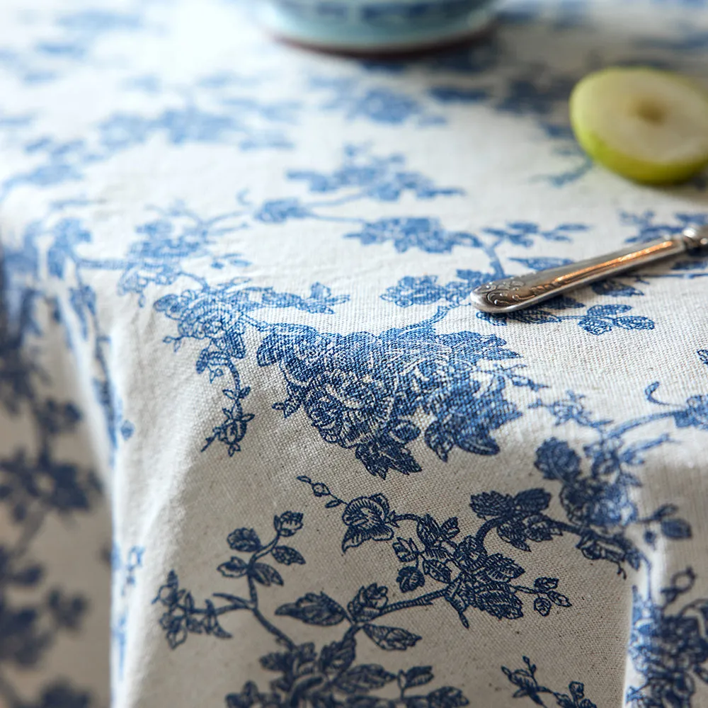 Audrey Custom Blue and White Elegant Tablecloth