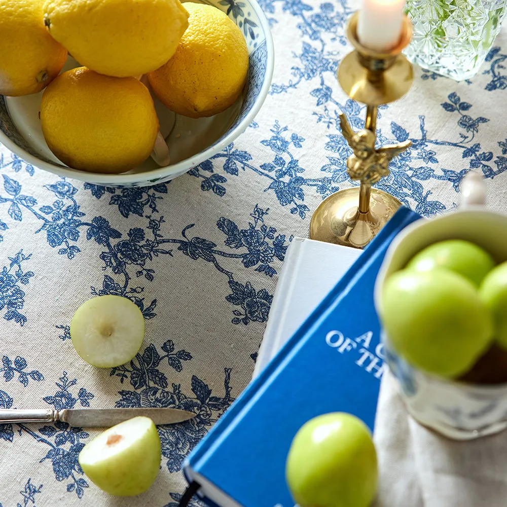 Audrey Custom Blue and White Elegant Tablecloth