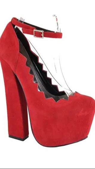 Audrey Suede Platform Clear Plastic Pump in Red