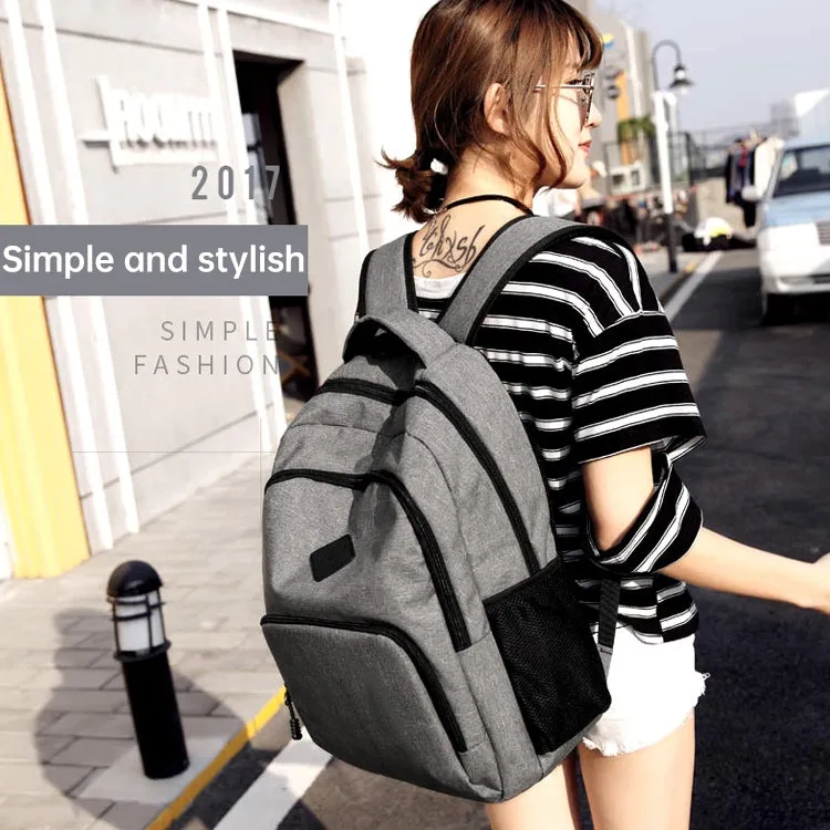 AUGUR 966 Retro Casual Oxford Cloth Backpack Shoulders Laptop Bag(Grey)