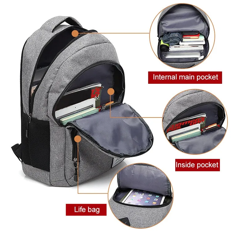 AUGUR 966 Retro Casual Oxford Cloth Backpack Shoulders Laptop Bag(Grey)