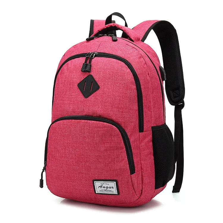 AUGUR 966 Retro Casual Oxford Cloth Backpack Shoulders Laptop Bag(Pink)