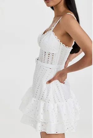 August Eyelet Mini Dress in White