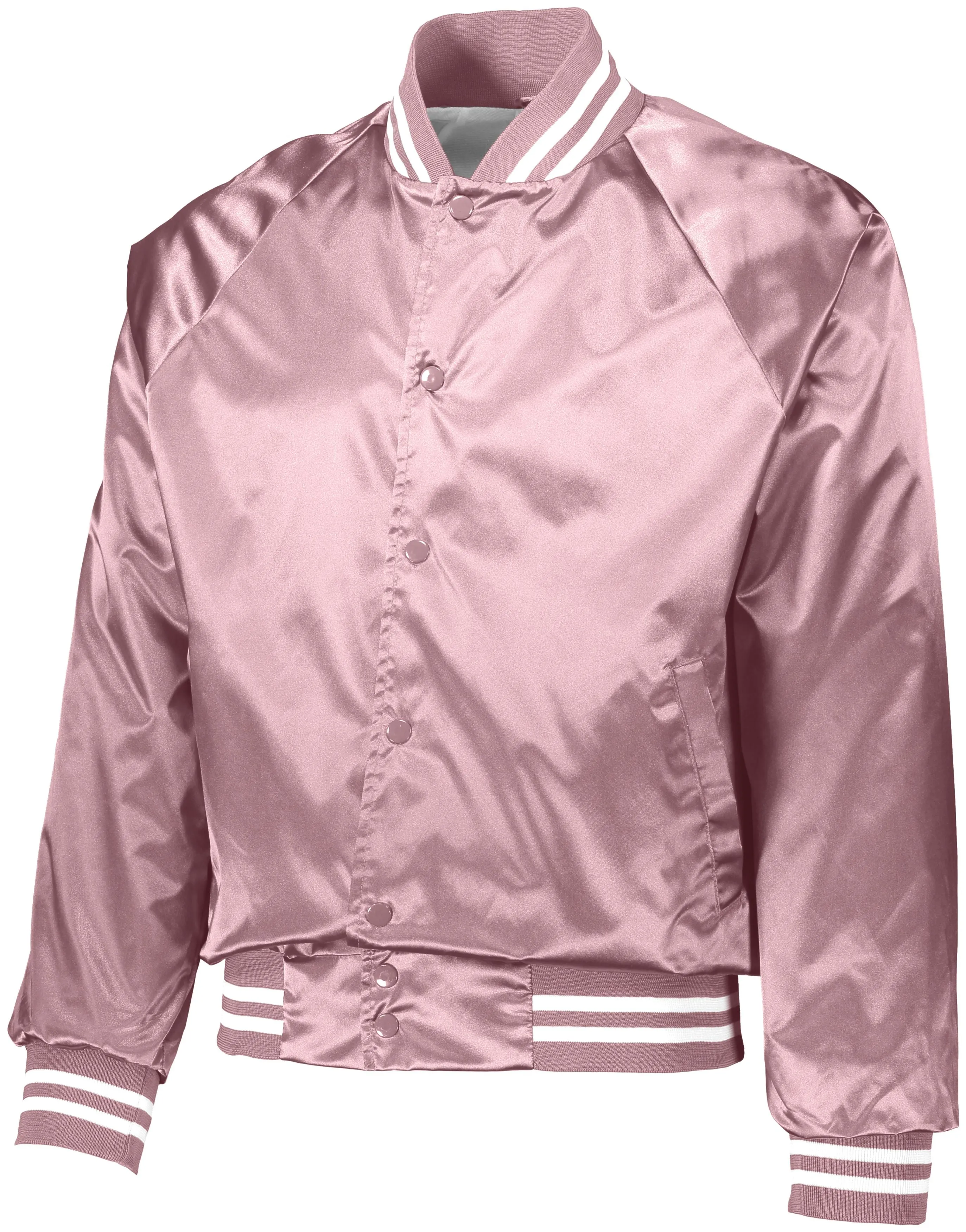 Augusta Sportswear Satin Baseball Jacket/Striped Trim