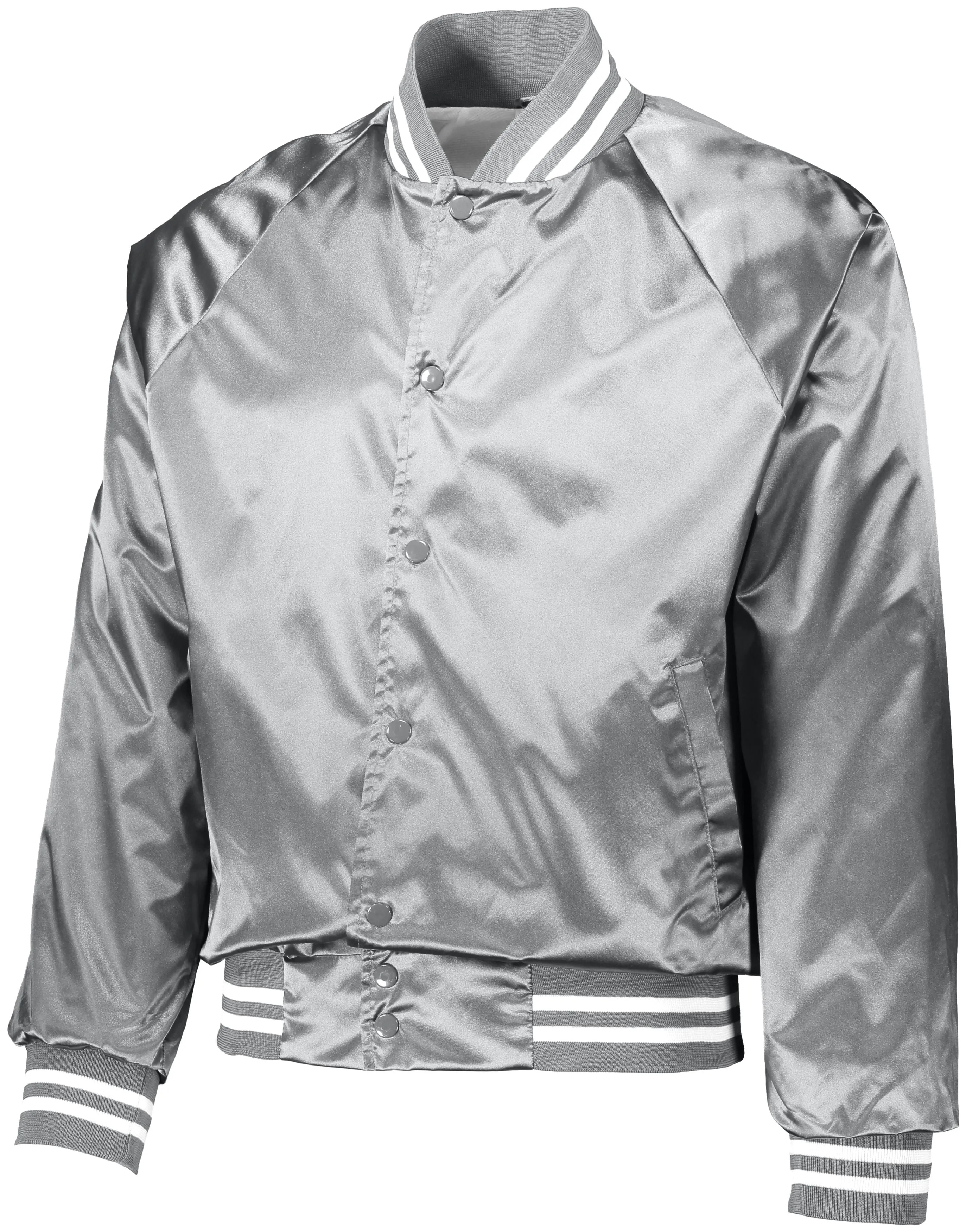 Augusta Sportswear Satin Baseball Jacket/Striped Trim