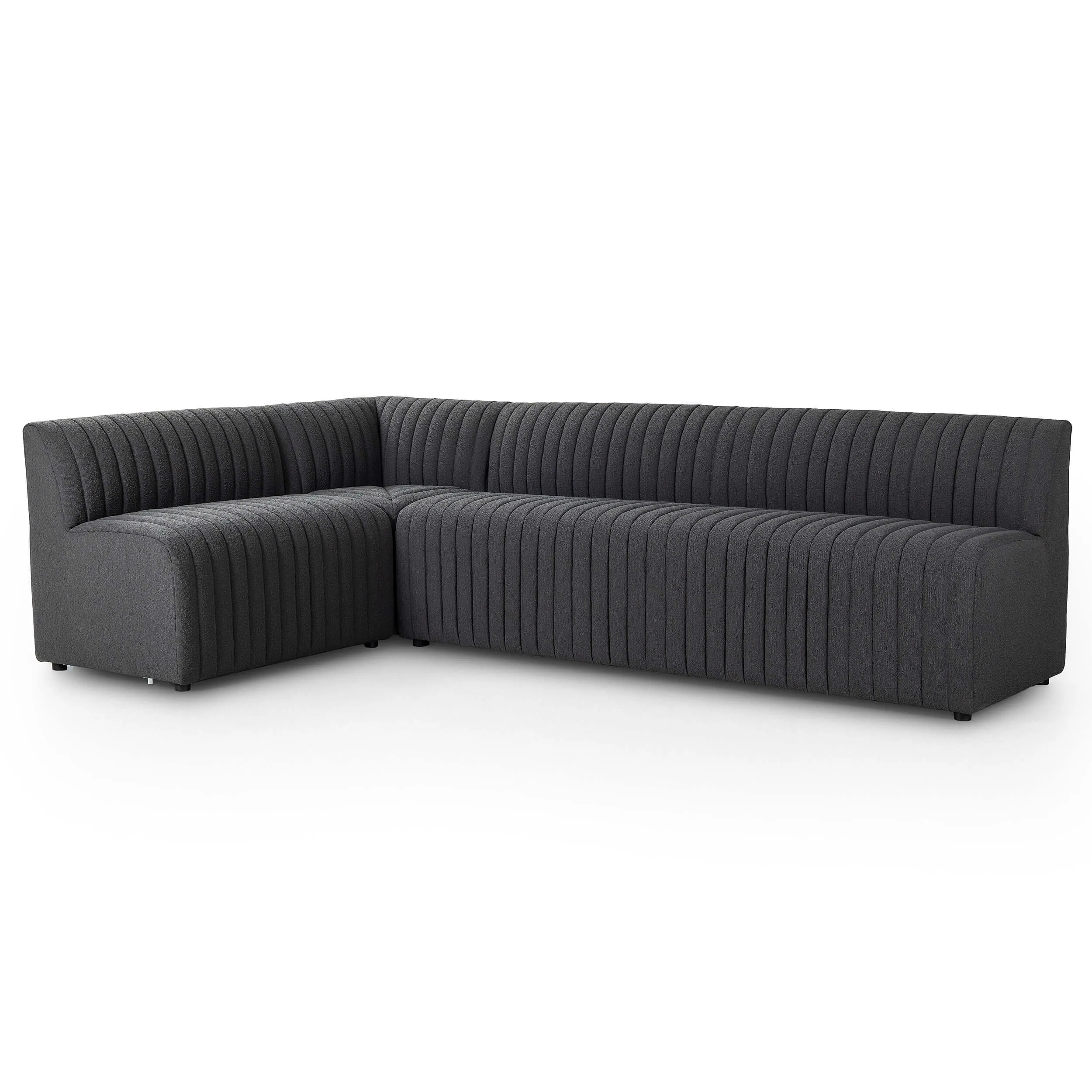 Augustine 110" Dining L-Shape Banquette, Boucle Charcoal