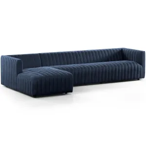 Augustine 2 Piece 126" Sectional, Sapphire Navy