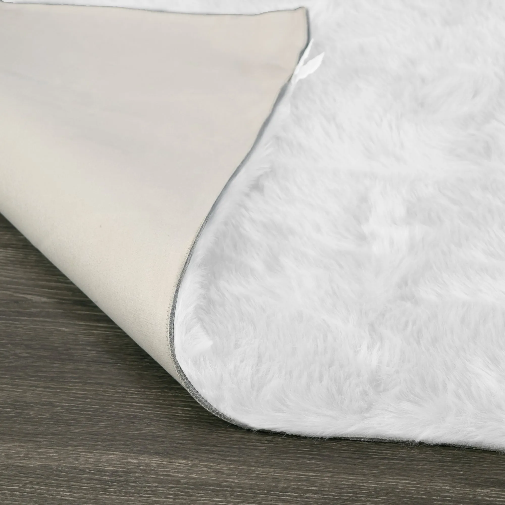 Auriel Faux Sheepskin Fur Area Rug White Rectangular 5x7