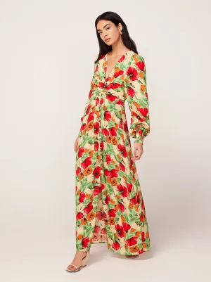 Aurora Green Garden Floral Maxi Dress