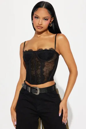 Aurora Lace Corset Top - Black