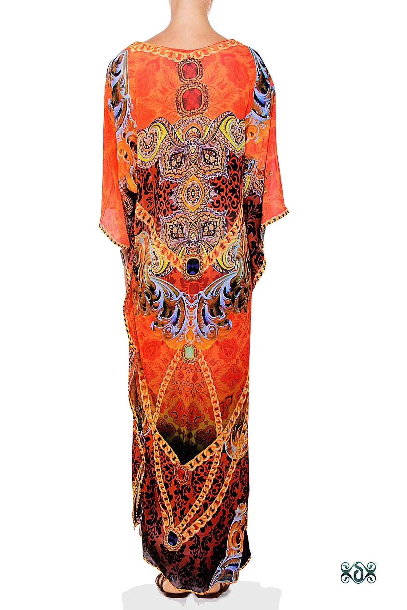 AURUM 79 Radiant Ornate Chains Devarshy Printed Long Embellished Kaftan - 1089C