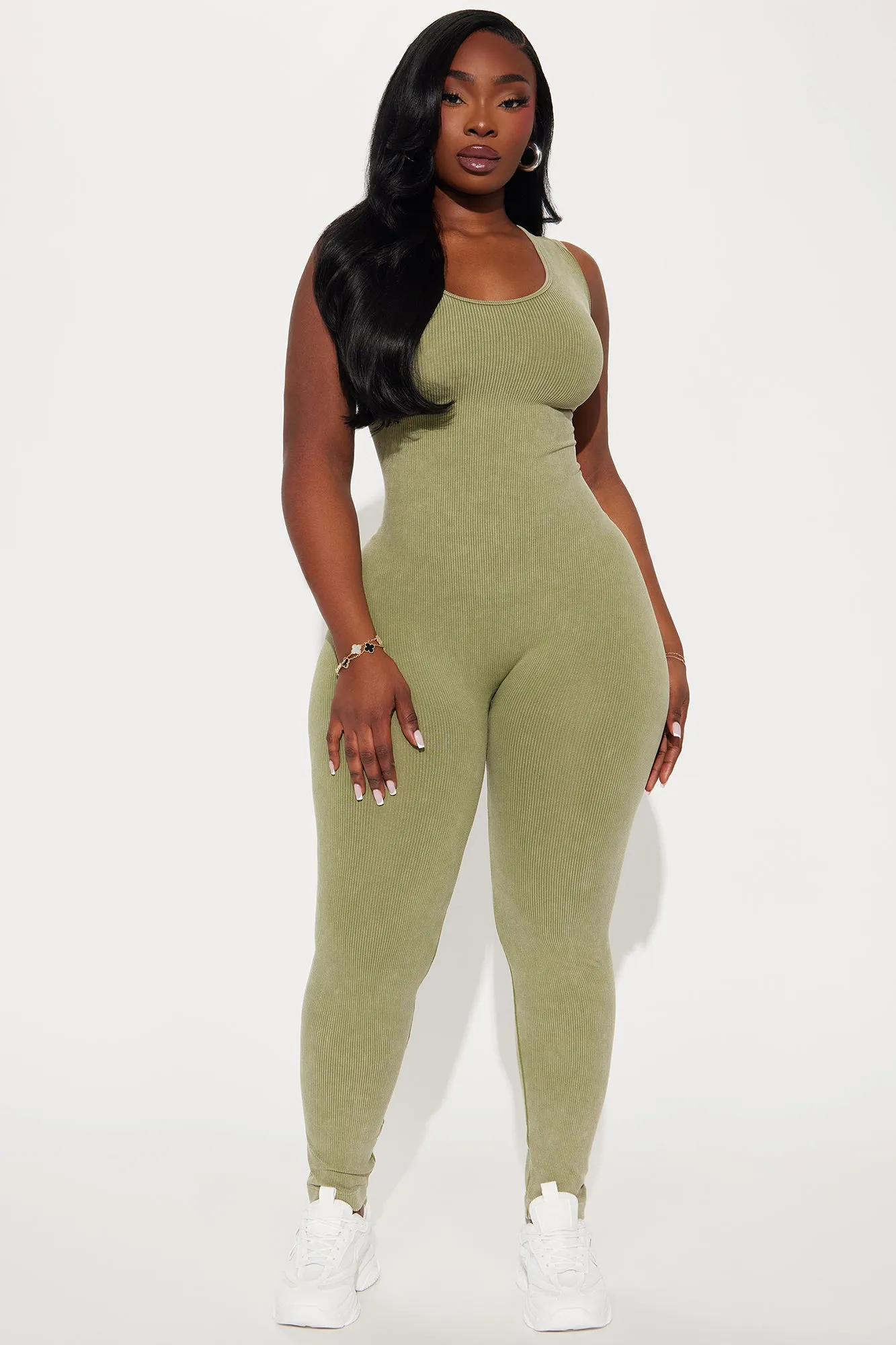 Ausha Washed Seamless Jumpsuit - Olive